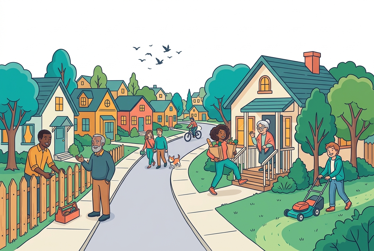 Neighbors helping each other